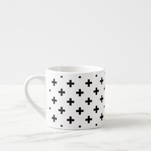 Schwarze Polka-Kreuze auf Weiß Espressotasse