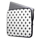 Schwarze Polka-Kreuze auf Weiß Laptopschutzhülle (Vorderseite Links)