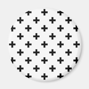 Schwarze Polka-Kreuze auf Weiß Magnet