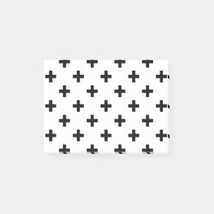 Schwarze Polka-Kreuze auf Weiß Post-it Klebezettel