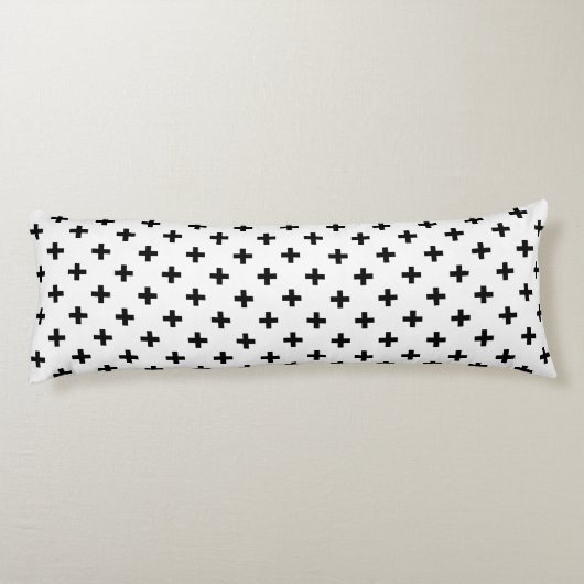 Schwarze Polka-Kreuze auf Weiß Seitenschläferkissen (Rückseite)