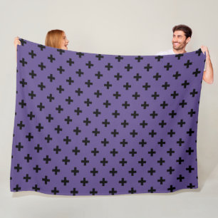 Schwarze Polka kreuzt auf Ultraviolett Fleecedecke