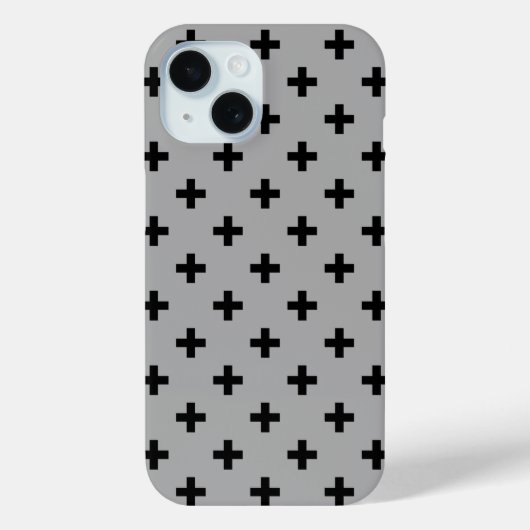 Schwarze Polka kreuzt grau Case-Mate iPhone Hülle (Rückseite)