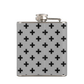 Schwarze Polka kreuzt grau Flachmann (Rückseite)