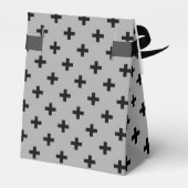 Schwarze Polka kreuzt grau Geschenkschachtel (Rückseite)