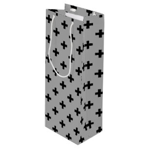 Schwarze Polka kreuzt grau Geschenktüte Für Weinflaschen