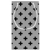 Schwarze Polka kreuzt grau Kleine Geschenktüte (Rückseite)