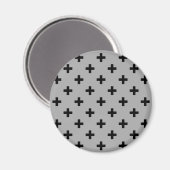 Schwarze Polka kreuzt grau Magnet (Vorderseite/Rückseite)