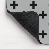 Schwarze Polka kreuzt grau Mousepad (Ecke)