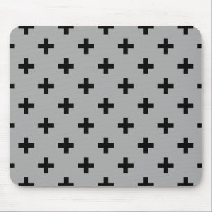 Schwarze Polka kreuzt grau Mousepad