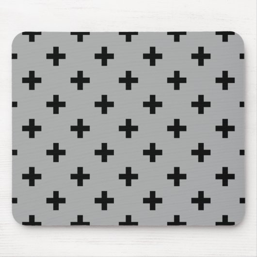 Schwarze Polka kreuzt grau Mousepad (Vorne)