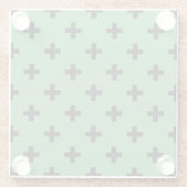 Schwarze Polka kreuzt grün Glasuntersetzer (Rückseite)