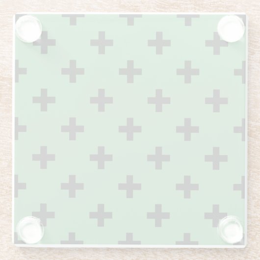 Schwarze Polka kreuzt grün Glasuntersetzer (Rückseite)