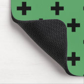 Schwarze Polka kreuzt grün Mousepad (Ecke)