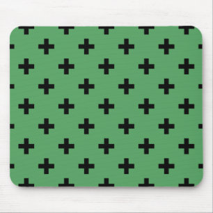 Schwarze Polka kreuzt grün Mousepad