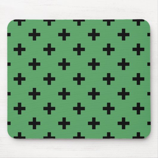Schwarze Polka kreuzt grün Mousepad (Vorne)