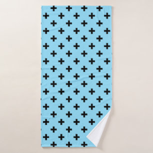 Schwarze Polka kreuzt in Babyblau Badehandtuch