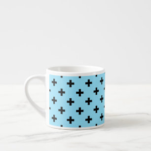 Schwarze Polka kreuzt in Babyblau Espressotasse