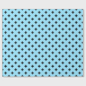 Schwarze Polka kreuzt in Babyblau Geschenkpapier (Flach)