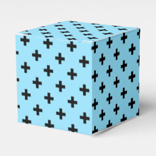 Schwarze Polka kreuzt in Babyblau Geschenkschachtel