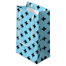 Schwarze Polka kreuzt in Babyblau Kleine Geschenktüte