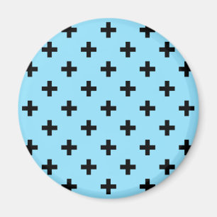 Schwarze Polka kreuzt in Babyblau Magnet