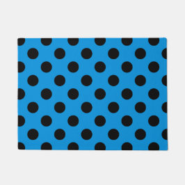 Schwarze Polka Punkte am Himmel blau Fußmatte