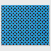 Schwarze Polka Punkte am Himmel blau Geschenkpapier (Flach)
