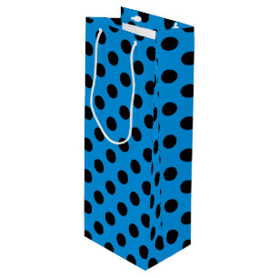 Schwarze Polka Punkte am Himmel blau Geschenktüte Für Weinflaschen
