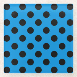 Schwarze Polka Punkte am Himmel blau Glasuntersetzer