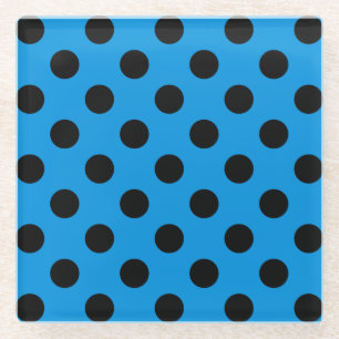 Schwarze Polka Punkte am Himmel blau Glasuntersetzer