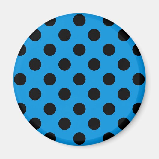 Schwarze Polka Punkte am Himmel blau Magnet (Vorne)
