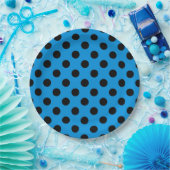 Schwarze Polka Punkte am Himmel blau Pappteller (Party)