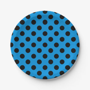 Schwarze Polka Punkte am Himmel blau Pappteller