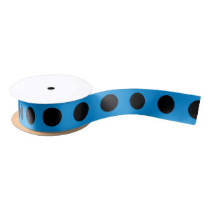 Schwarze Polka Punkte am Himmel blau Satinband