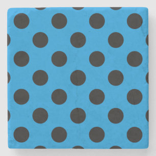 Schwarze Polka Punkte am Himmel blau Steinuntersetzer