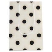 Schwarze Polka Punkte auf antikem Weiß Mittlere Geschenktüte (Rückseite)