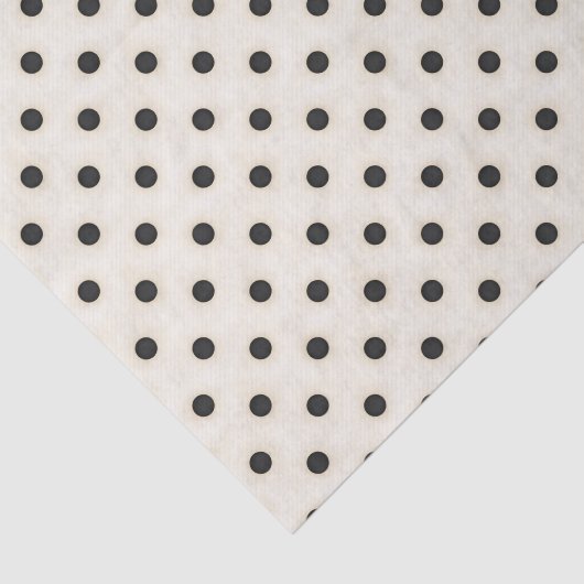 Schwarze Polka Punkte auf antikem Weiß Seidenpapier (Ausschnitt)