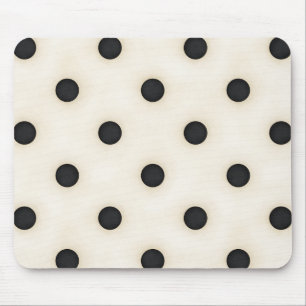 Schwarze Polka Punkte auf antiken Weiß erschüttert Mousepad