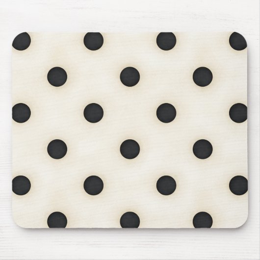 Schwarze Polka Punkte auf antiken Weiß erschüttert Mousepad (Vorne)