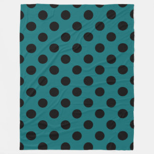 Schwarze Polka Punkte auf aquamarin Fleecedecke