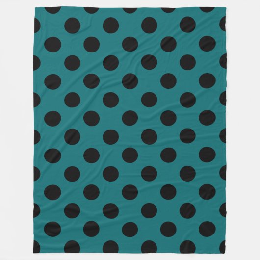 Schwarze Polka Punkte auf aquamarin Fleecedecke (Vorderseite)