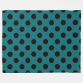 Schwarze Polka Punkte auf aquamarin Fleecedecke (Vorderseite (Horizontal))
