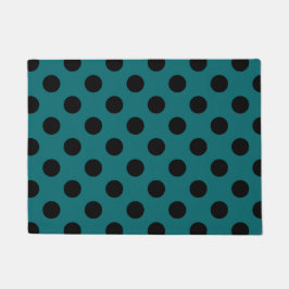 Schwarze Polka Punkte auf aquamarin Fußmatte