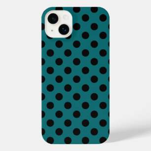 Schwarze Polka Punkte auf aquamarin iPhone 14 Plus Hülle