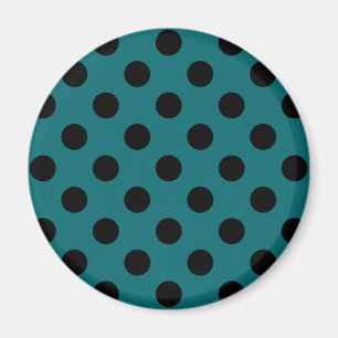 Schwarze Polka Punkte auf aquamarin Magnet