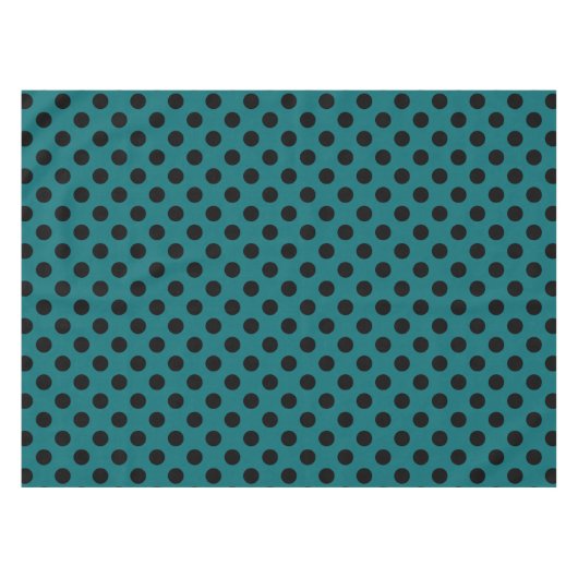 Schwarze Polka Punkte auf aquamarin Tischdecke (Vorderseite (Horizontal))