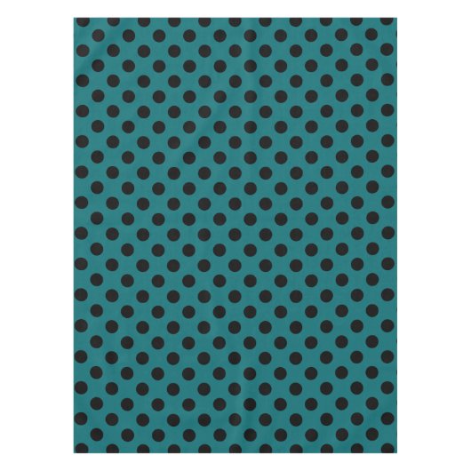 Schwarze Polka Punkte auf aquamarin Tischdecke (Vorderseite)