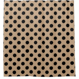Schwarze Polka-Punkte auf Beige Duschvorhang