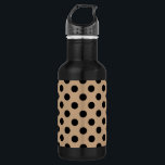 Schwarze Polka-Punkte auf Beige Edelstahlflasche<br><div class="desc">Schwarze Polka-Punkte auf Beige</div>